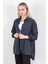 Kadın Çizgili Uzun Kol Regular Fit Gömlek Lacivert - 25564 5