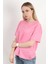 Kadın Bisiklet Yaka Baskılı Pamuklu T-Shirt Pembe - 925033 2