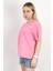 Kadın Bisiklet Yaka Baskılı Pamuklu T-Shirt Pembe - 925033 3