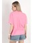 Kadın Bisiklet Yaka Baskılı Pamuklu T-Shirt Pembe - 925033 4