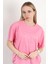 Kadın Bisiklet Yaka Baskılı Pamuklu T-Shirt Pembe - 925033 5