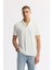 Erkek Ekru Şal Yaka Viskon Karışımlı Jakarlı Regular Fit T-Shirt A51Y1071 1