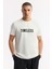 Erkek Ekru Bisiklet Yaka Baskılı Bi Stretch Interlok T-shirt A51y1166 1