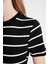 Coool Bodycon Vücudu Saran Bisiklet Yaka Çizgili Fitilli Kaşkorse Kısa Kollu Mini Elbise D5987AXNS 5