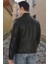 Erkek Hakiki Derimont Siyah Kuzu Derisi Ceket Fermuarlı Cepli El Yapımı Motorcu Tarzı Slim Fit 3