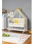 Ahşap Beşik Anne Yanı Beşik Beyaz 60X120 - Sarı Yıldız 3 Yastıklı Uyku Seti + Yataklı + Tekerlekli 1