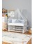 Ahşap Beşik Anne Yanı Beşik Beyaz 60X120 - Mavi Gri Örgü Uyku Seti Seti + Yatak 1