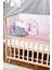 Ahşap Beşik Anne Yanı Beşik Organik 60X120 - Pembe Yıldız 3 Yastıklı Uyku Seti + Yataklı 3