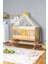 Ahşap Beşik Anne Yanı Beşik Vernikli 70X130 - Sarı Yıldız 3 Yastıklı Uyku Seti + Yataklı+Tekerlekli 2