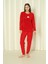 Fawn 04-3309 Peluş Welsoft Polar Kışlık Yumoş Kalpli Kedili Kadın Pijama Takımı 2