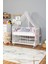 Ahşap Beşik Anne Yanı Beşik Beyaz 60X120 - Pembe Gri Örgü Uyku Seti Seti + Yatak + Tekerlekli 1