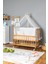 Ahşap Beşik Anne Yanı Beşik Vernikli 60X120 - Beyaz Güpür Uyku Seti + Yataklı + Tekerlekli 1