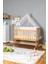 Ahşap Beşik Anne Yanı Beşik Vernikli 60X120 - Beyaz Güpür Uyku Seti + Yataklı + Tekerlekli 2