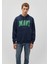 Logo Baskılı Kapüşonlu Lacivert Sweatshirt 067149-29743 2