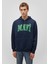 Logo Baskılı Kapüşonlu Lacivert Sweatshirt 067149-29743 3