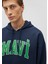 Logo Baskılı Kapüşonlu Lacivert Sweatshirt 067149-29743 5