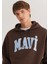 Mavi Logo Baskılı Kapüşonlu Kahverengi Sweatshirt 067149-88067 6