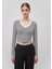 Uzun Kollu Çizgili Crop Basic Tişört 1613041-85586 3