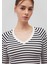Uzun Kollu Çizgili Crop Basic Tişört 1613041-85586 5