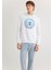 Erkek Mavi Logo Baskılı Kapüşonlu Beyaz Sweatshirt 0611721-620 2