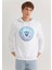 Erkek Mavi Logo Baskılı Kapüşonlu Beyaz Sweatshirt 0611721-620 3