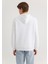 Erkek Mavi Logo Baskılı Kapüşonlu Beyaz Sweatshirt 0611721-620 5
