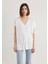 V Yaka Beyaz Basic ViskozTişört 166449-620 3