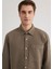 Keten Karışımlı Kahverengi Tencel Gömlek 0211377-70376 5