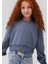 Logo Baskılı Mavi Crop Sweatshirt 7S10078-70871 1