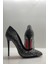 Siyah Gümüş Cam Kırığı Stiletto Topuklu Ayakkabı 1