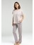 Modal Pamuk Pijama Takım, Üst Düz, Alt Desenli Cepli Yazlık Pijama Takım 1