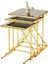Nlsn Dikdörtgen Cam Zigon Sehpa 3 Lü Gold Kaplama Bronz Cam 1