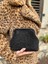 Parlak Metalik Siyah Renk Portföy Clutch Burslu Çanta 3