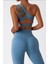 Kadın Bebe Mavisi Omuz ve Sırt Detaylı Askılı Desteksiz Push Up Cepli Tayt Takım Yoga /spor /plates 5