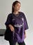 Fantastıc Süprem T-Shirt -Mor Baskılı Oversize Bisiklet Yaka Tişört 1