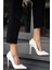NS085 Beyaz Cilt Stiletto Kadın Ayakkabı 2