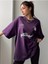 Fantastıc Süprem T-Shirt -Mor Baskılı Oversize Bisiklet Yaka Tişört 3