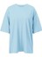 Makes Happy Süprem T-Shirt - Bebe Mavisi Baskılı Oversize Bisiklet Yaka Tişört 2