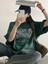 Brooklyn Letter Süprem T-Shirt - Yeşil Baskılı Oversize Bisiklet Yaka Tişört 1
