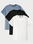 3'lü Basic Süprem T-Shirt - Bebe Mavisi Siyah Beyaz Oversize Bisiklet Yaka Tişört 1