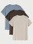 3'lü Basic Süprem T-Shirt - Bebe Mavisi Kahverengi Bej Oversize Bisiklet Yaka Tişört 2