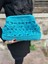 Çiçek Motifli Portföy Clutch Hasır Çanta 3