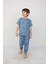 Erkek Çocuk Pamuk Yazlık Kısa Kollu Pijama Takımı - Mavi Oyun Konsolu Desenli 1
