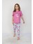 Kız Çocuk Pamuk Yazlık Kısa Kollu Pijama Takımı - Pembe Flamingo Desenli 2