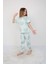 Kız Çocuk Pamuk Yazlık Kısa Kollu Pijama Takımı-Kalp Desenli 2