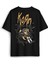 Korn Metal Rock Müzik Sırt Ön Baskılı Oversize Tişört Unisex Siyah T-Shirt 1
