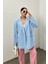 Kadın Oversize Blazer Ceket Kuşaklı Omuz Detaylı 1