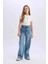 Wide Leg Kargo Geniş Bol Paça Mavi Kız Çocuk Jean Pantolon D7089A8/NM39 2