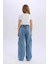 Wide Leg Kargo Geniş Bol Paça Mavi Kız Çocuk Jean Pantolon D7089A8/NM39 5