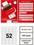 46.4x21.2mm Lazer Etiket | 1 Paket | 100 Sayfa | No: 52 | Ofis, Ambalaj, Etiketleme | Yapışkanlı 1